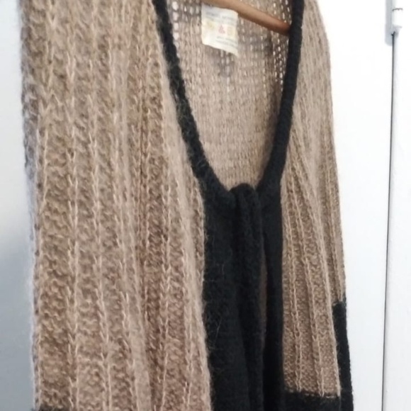 Vintage WAY OUT Mohair Striped Long Sleeve Open Front Cardigan Sweater Size M - Picture 2 of 7
